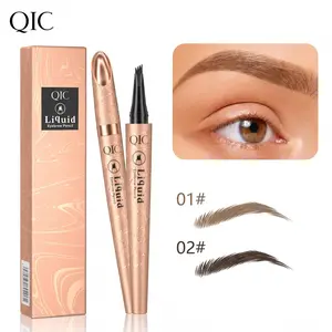 QIC 4-Tip Microblading Eyebrow Pencil, Waterproof Long-Lasting 3D Brow Pen, Natural Looking Brow Makeup Tool for Women Daily Use & Gift