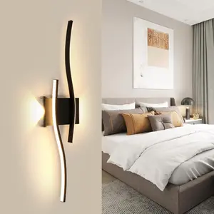 Modern LED Wall Light Fixture, S-Shape Design, Hard Wired 60/80cm, Bedroom Bedside, Living Room, Office Decorative Wall Spotlight