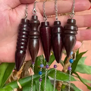 Wooden Conical Pendulum with 7 Chakra Beads for Spiritual Exploration