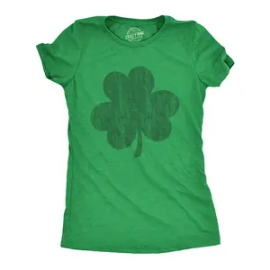 Womens Distressed Clover T Shirt Cool St Patricks Day Vintage Shamrock Awesome Graphic Tee Funny Womens T Shirts Cute Vintage Fashion Casual Ladies T-Shirt Gift Saint Patrick's Day Tops for Women Funny Vintage Green