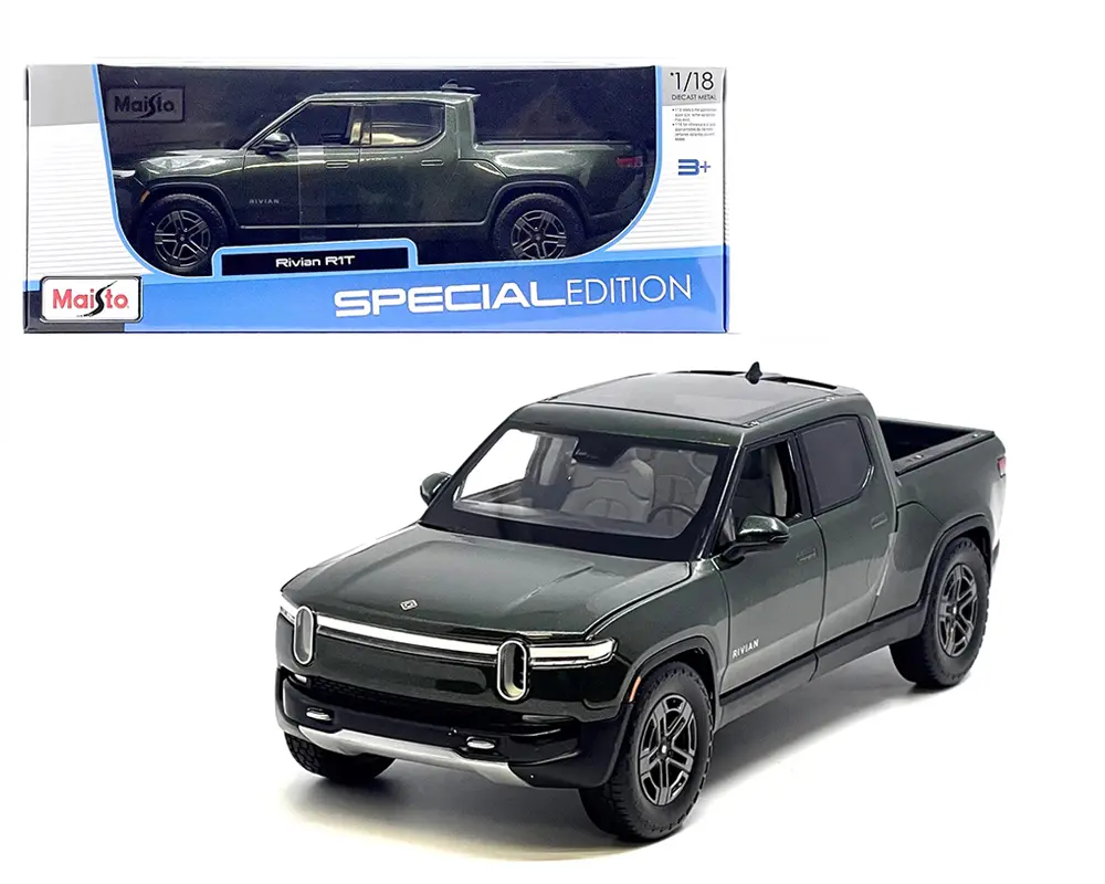 Maisto 1:18 Rivian R1T Pick Up Truck – Metallic Green Diecast Model Truck