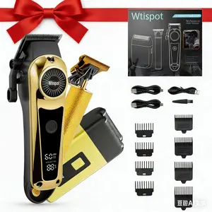 Men’s Professional Grooming Kit Hair Clipper & Trimmer Set – Cordless USB Rechargeable Grooming Kit with Adjustable Blades, LED Display & Storage Case, Valentine’s Day Gift for Men Salon & Barbershop