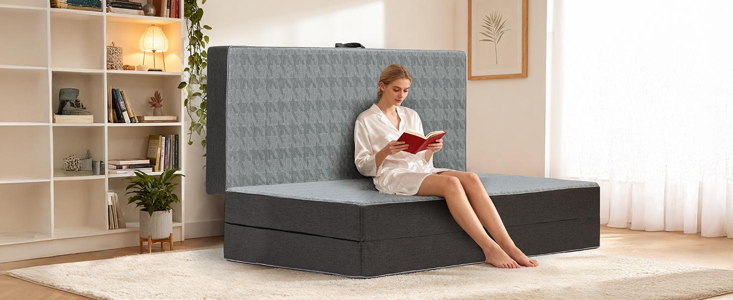 WINZOO Modern Twin Size 6-Inch Dual-Layer Memory Foam Futon Mattress - Portable Sofa Bed with Removable Washable Cover, Handle, Non-Slip Bottom for Guests, Camping WINZOO Modern Twin Size 6-Inch Dual-Layer Memory Foam Futon Mattress - Portable Sofa Bed with Removable Washable Cover, Handle, Non-Slip Bottom for Guests, Camping