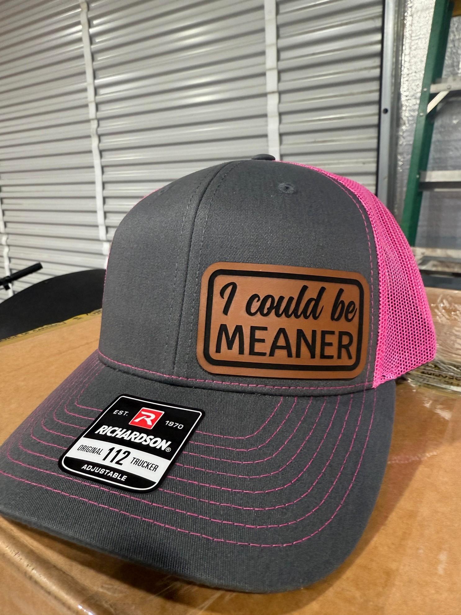 [HOT SALE] Richardson 112 I could be meaner Hat - I Hate Pulling Out Leather Patch Trucker Hat - Richardson 112 Mesh Back Cap - Fishing & Boating Gifts for Men