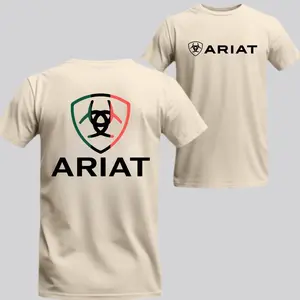 Ariat T-Shirt - This minimalist design highlights the bold Ariat logo, featuring sleek black text and a stylized emblem with a modern green and red gradient. A clean and timeless look for every Ariat fan Tops
