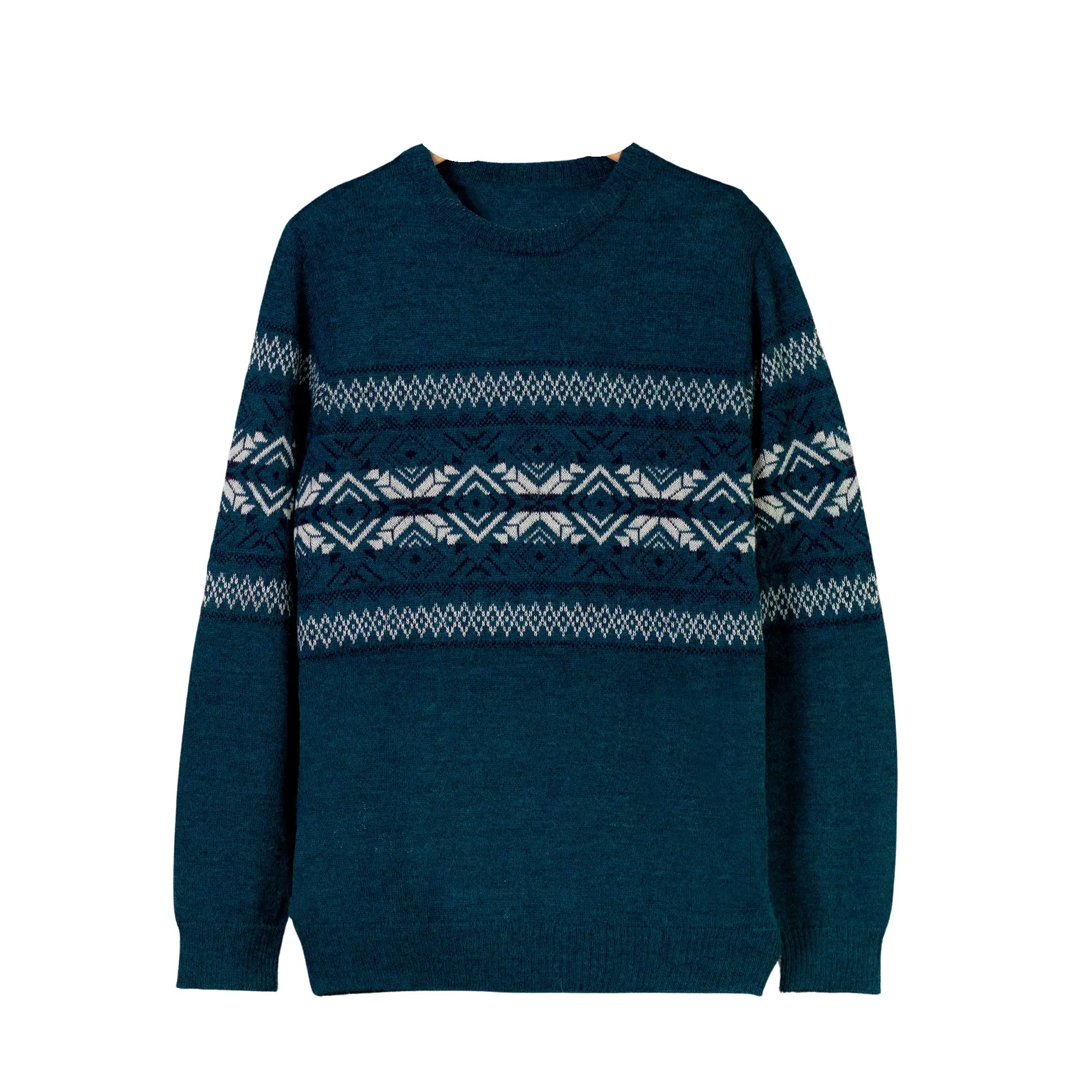 Novica Artisan Handmade Alpaca Men's Sweater Knit Teal From In Peru Wool Clothing Ivory Patterned Geometric 'Andean Teal Sky'