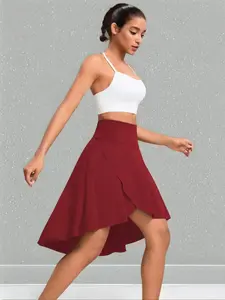 Women's High Waist Skirt Pants, Long Anti-Exposure Split Design, Pocketed Tennis Golf Skirt, Sporty Slim Fit for Summer Casual Wear, Tennis Attire, Workout Skirts, Sports Skorts, Sporty Breathable Skorts
