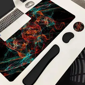 Abstract Art Mouse Pad Set, Mouse Pad & Keyboard Wrist Rest & Ergonomic Mouse Pad & Cup-Coaster Set, Ergonomic Wrist Support for Home Office Gaming