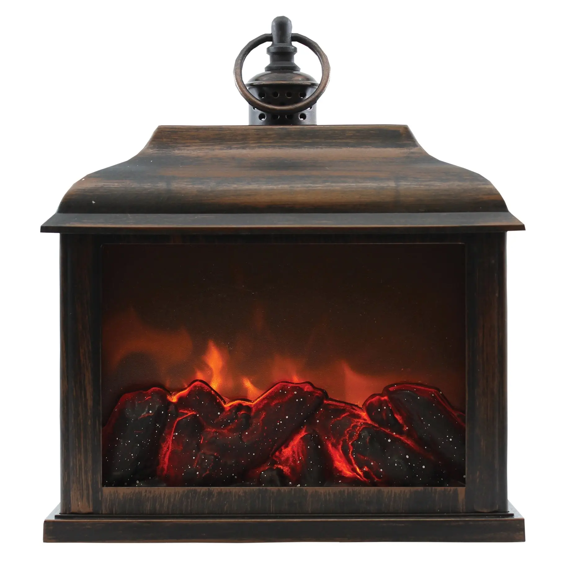 Bronze Traditional Fireplace Led Lantern - 10-in