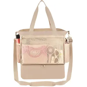 Beach Bag for Women Large Mesh Tote Bags with, Sandproof Vacation Essentials with Zipper for Swim Cruise Pool Tote Shoulder Bags Tote Taupe Bag
