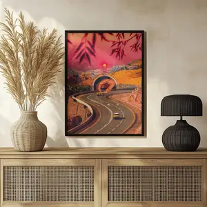 Play Time Trippy Poster Wall Art Surreal Road Trip Art Print Vibrant Color Vintage Poster