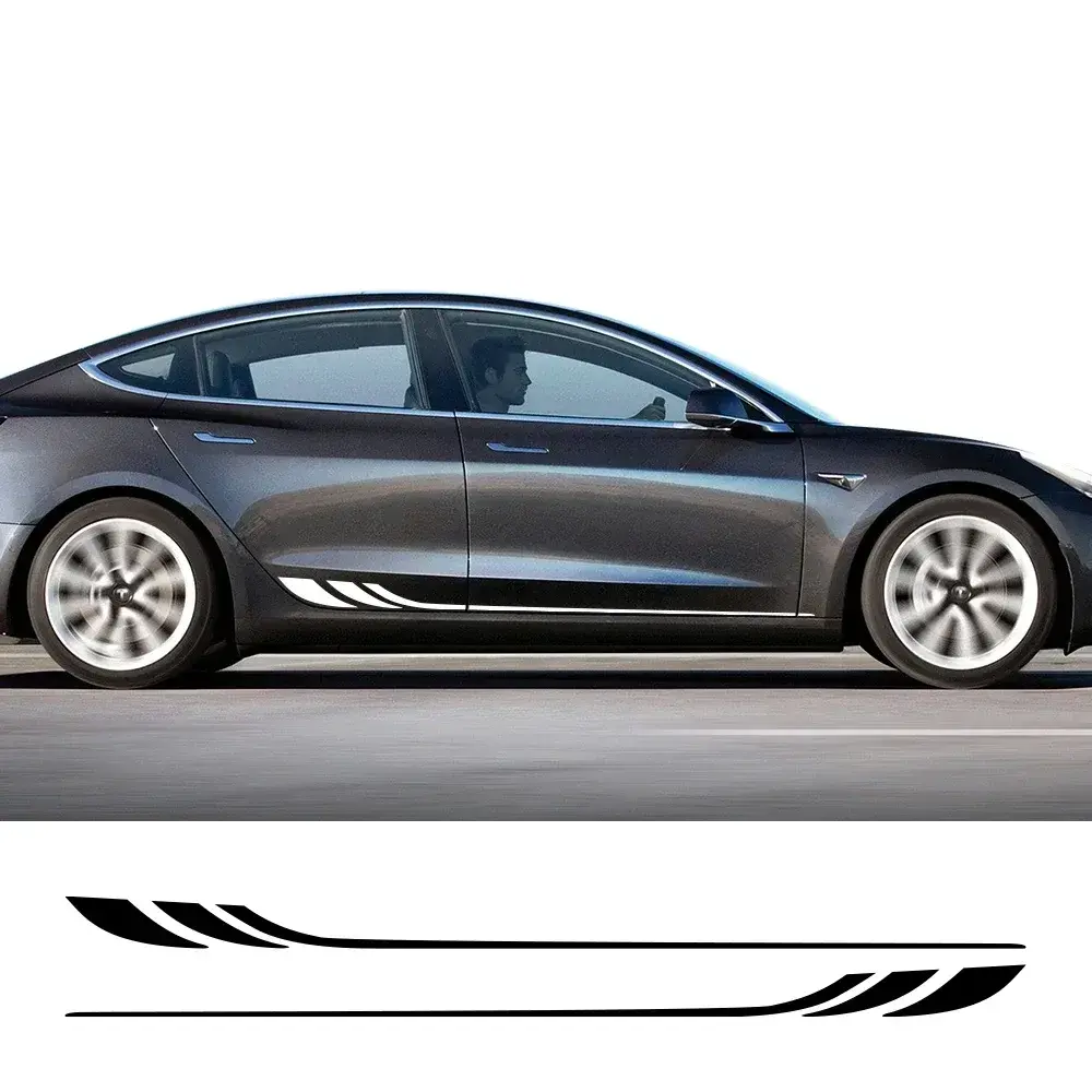 2Pcs Car Door Side Stickers For Tesla Model 3 Waterproof Vinyl Film Decoration PVC Decals Auto Styling Exterior Car Accessories