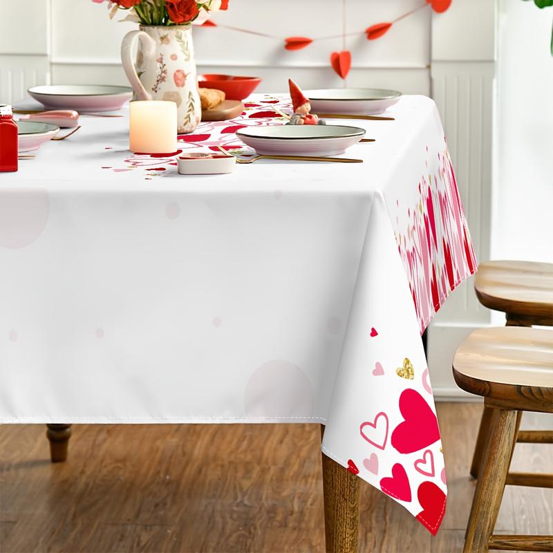 Charming Pink Love Heart Tablecloth for Valentine's Day - 60x84 Inches, Perfect for Parties, Picnics & Anniversaries