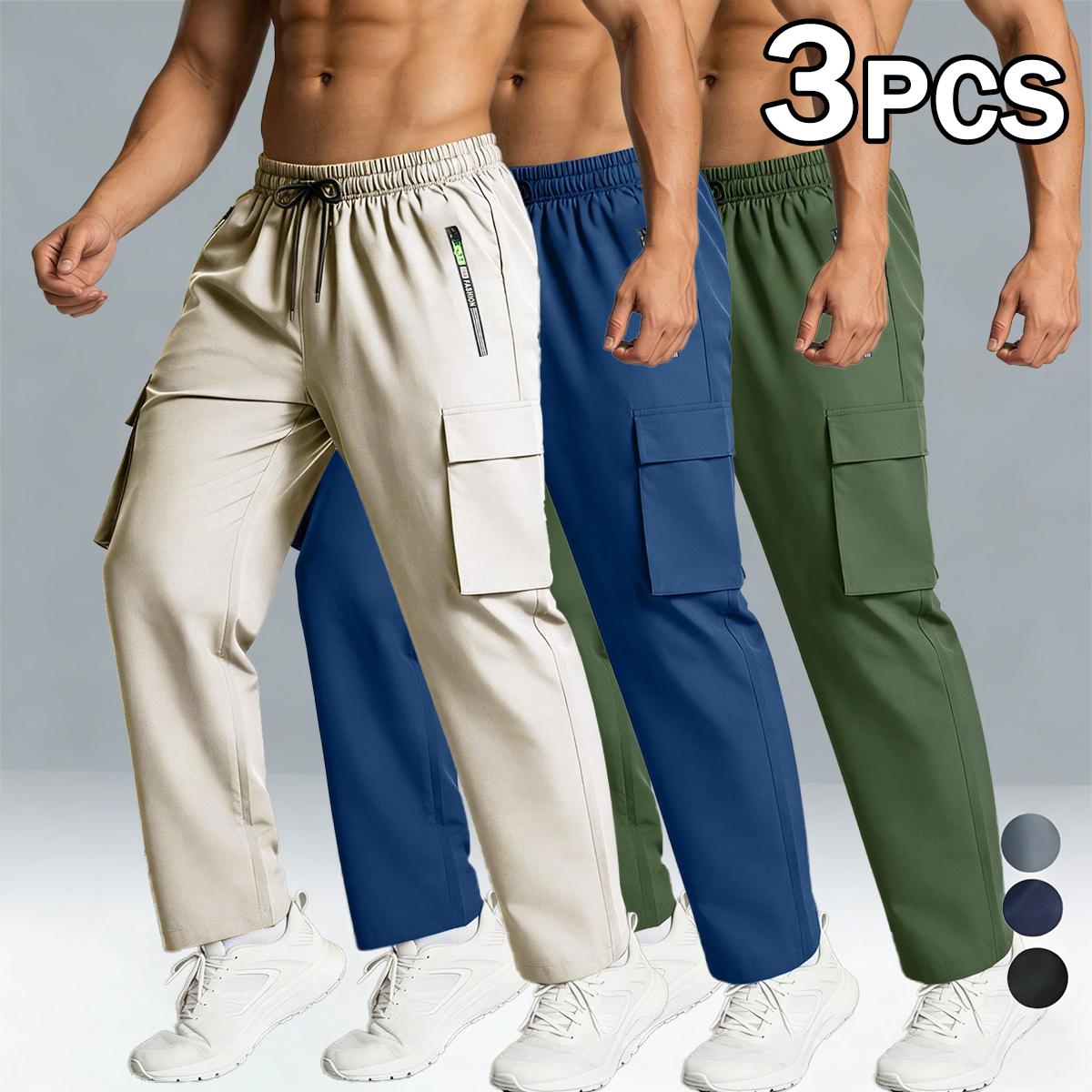 5 Pack Men's Cargo Pants, Quick Dry Elastic Waist Work Pants with Zipper Pockets, Lightweight Casual Hiking Joggers for Men, Outdoor Athletic Sweatpants 5 Pack Men's Cargo Pants, Quick Dry Elastic Waist Work Pants with Zipper Pockets, Lightweight Casual Hiking Joggers for Men, Outdoor Athletic Sweatpants