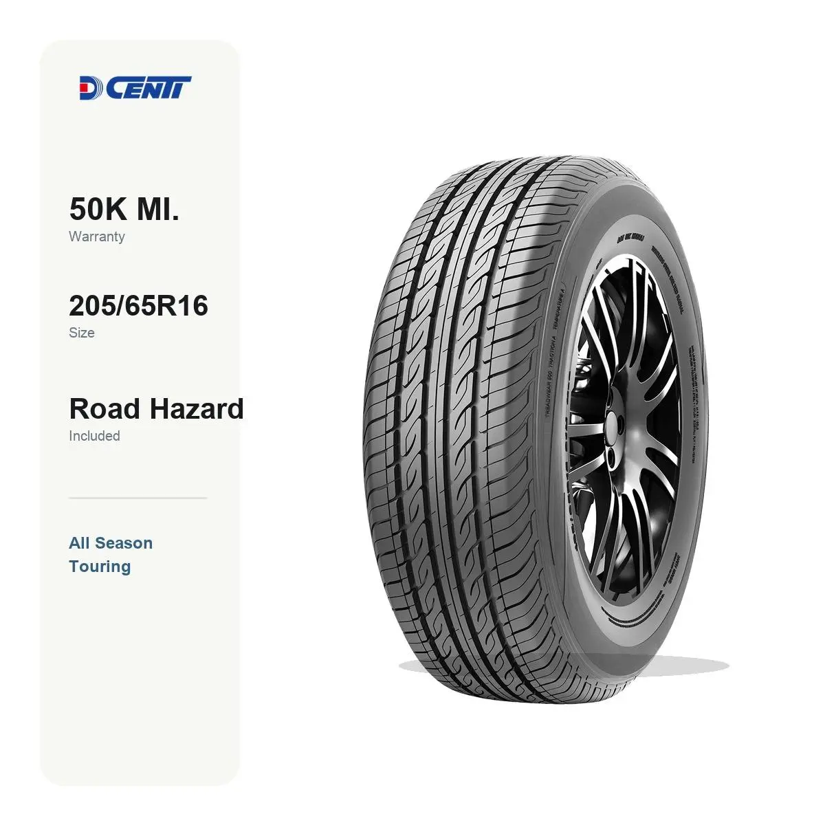 DCENTI DC33 205/65R16 95H | All Season Tire, Touring, 50K Mile Warranty, Road Hazard, Fits select Toyota Camry, Honda Accord & more, For Sedan/Crossover/SUV