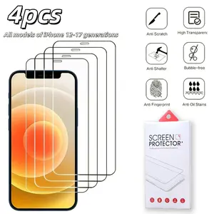 iPhone Screen Protector Set for Models 12-17, 9h Hardness Tempered Glass Film, High Clarity Transparent Design, Compatible with iPhone