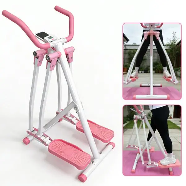 Air Walk Elliptical Machine - Foldable Cardio Cross Trainer Glider for Full-Body Low-Impact Exercise with LCD Display Ideal for Home Gym