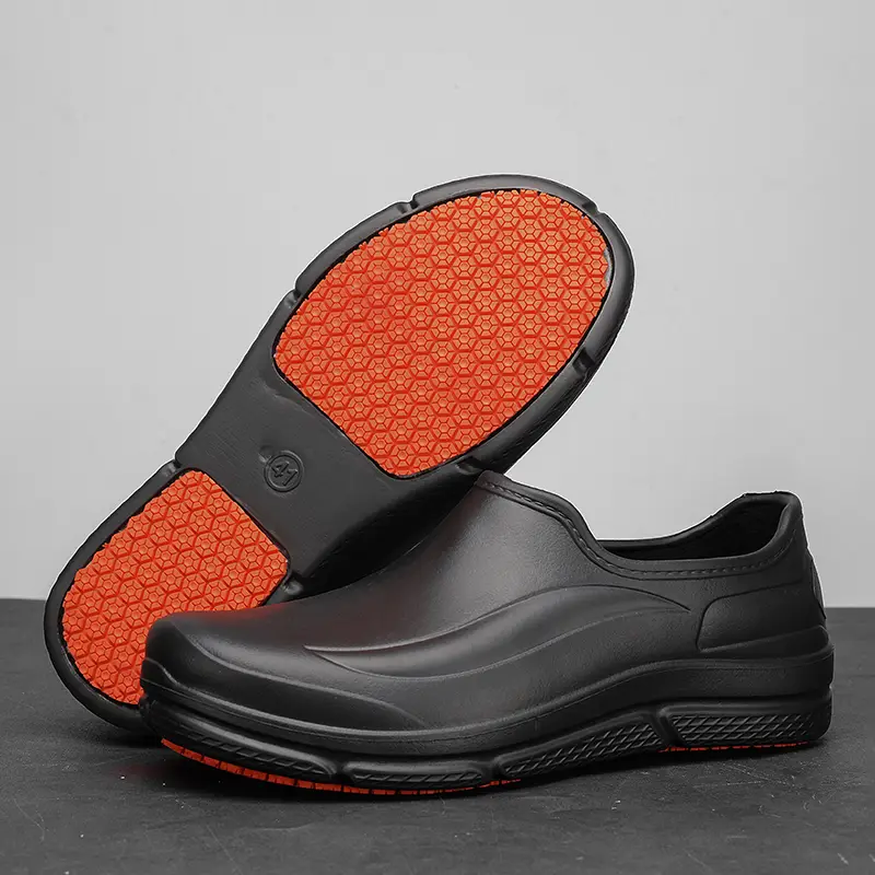 FoamFam Non-Slip Work Shoes for Men Chef Nurse Clogs Waterproof Oil Proof Wide Toe Lightweight Cushion Hospital Kitchen Restaurant EVA Material Anti-S