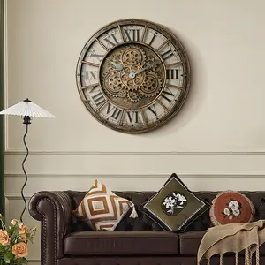 TIMESS Vintage Industrial Gear Silent Wall Clock - 15'' & 18'' - Universal For Living Room, Bedroom, Garden Parking Lot Decoration
