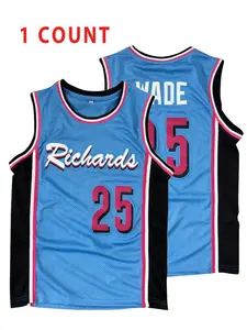 Men's Letter & Number 25 Embroidery Basketball Jersey, Quick Drying Breathable Basketball Vest, Basketball Clothing for Outdoor Training