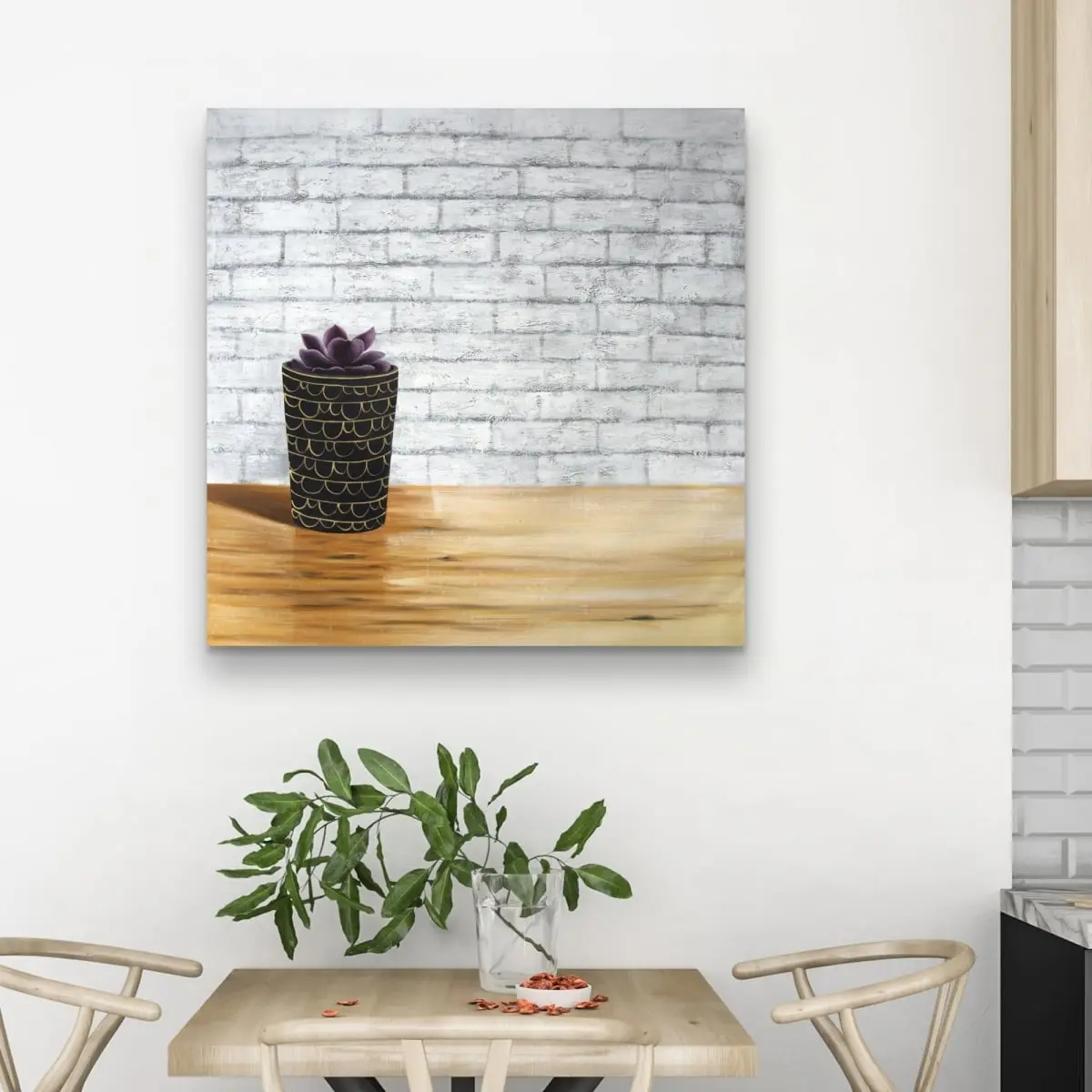 360 Stand 32x32 in. Artistic Succulent Plant Wall Art Canvas - Nature-Infused Floral Decoration, Bedroom Home Decor, Ideal Gift for Home Supplies Enthusiasts, Artwork, Vibrant Colors, Relaxation, Bedroom Decor