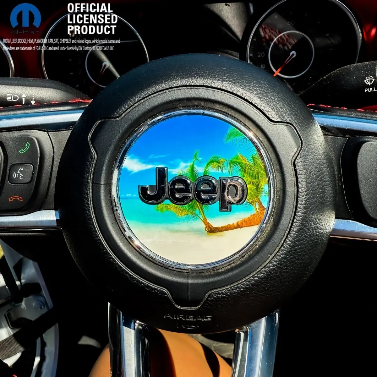 Jeep Wrangler JL Gladiator Steering Wheel Circle The Beach Vinyl Decal Sticker
