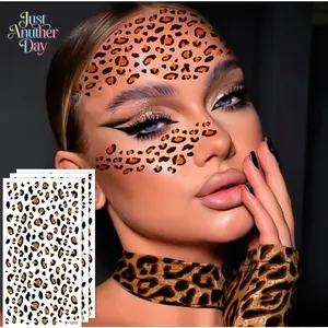 10PCS Leopard Print Temporary Tattoos, Waterproof Colorful Face Stickers, Realistic Animal Print Decals for Eye & Face Makeup, Ideal for Parties, Festivals & Halloween