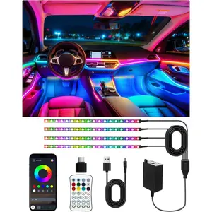 Interior LED Lights for , Flexible LED Strip with App and Remote Control, USB-A/C RGB Lights with DIY Mode and  Mode, 72 LEDs