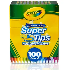Crayola Super Tips Marker Set for Kids (100ct), Broad Tip & Fine Point Washable Art Markers for Kids, Bulk School Supplies, Teacher Classroom Must Haves, Drawing Supplies