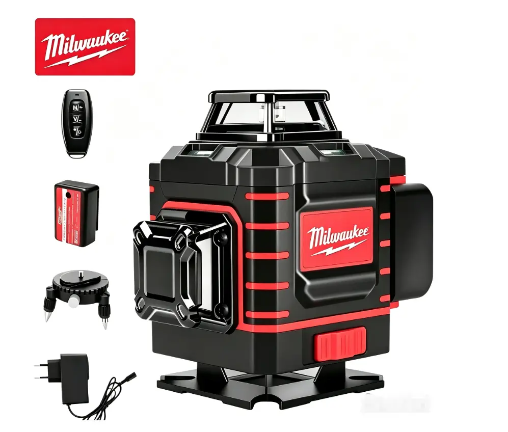 Milwaukee 16 Lines Green Laser Level, 360° Full Coverage Self Leveling Laser Tool with Remote Control, Rotatable Base, Rechargeable Battery, Waterproof Dustproof Laser Leveler for Tile Laying, Ceiling Installation, Construction Renovation kit products