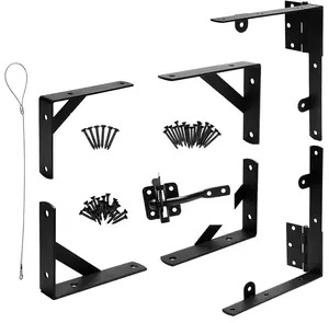 Gate Frame Fence Kit with Gate Latch, Gate Corner Brace Bracket Hardware for Wooden Fence Gate Garden Wooden Driveway Gates, Shed Doors, Corral (1 Sets)