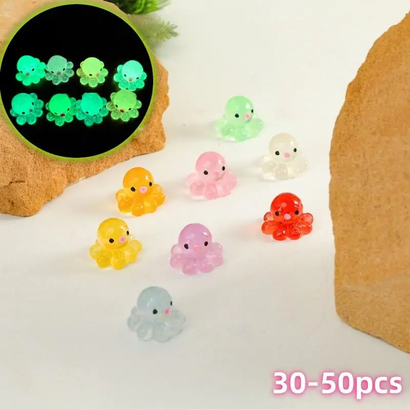 Luminous Mini Octopus Decoration, 30/50pcs Cute Mini Octopus Ornament, Glow in The Dark Fish Tank Decoration, Aquarium Decoration, Pet Supplies, Home