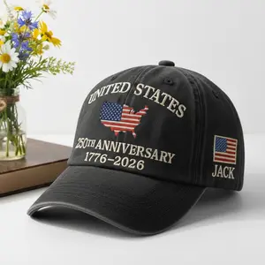 Custom Name Embroidered United States 250th Anniversary Cap, 1776–2026 Patriotic Eagle Hat, Veteran Freedom Gift