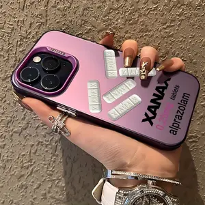 Fashion Labels Xanax Phone Case for iPhone 16 15 14 13 12 11 Pro Max X XR Xsmax 8 7 Plus, Anti-Drop Matte Back Cover