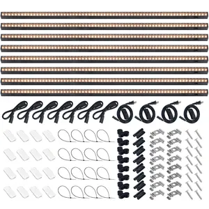 Barrina T5 Grow Lights with Black Cover, 3FT 128W (8 X 16W) with Magnetic Design, Full Spectrum, Plug and Play, Linkable, Yellow, 8 Packs