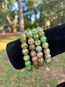 Snake Eye Beaded Bracelet Unisex 1pc Green & Orange Beads Fashion Accessory