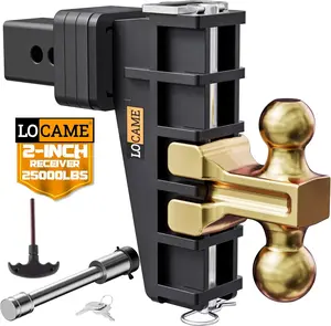 LOCAME Adjustable Trailer Hitch, Fits 2-Inch Receiver, 6-8Inch Drop/Rise Drop Hitch, 25,000 LBS GTW-Tow Hitch for Heavy Duty Truck, Solid Ball Mount, LC0076
