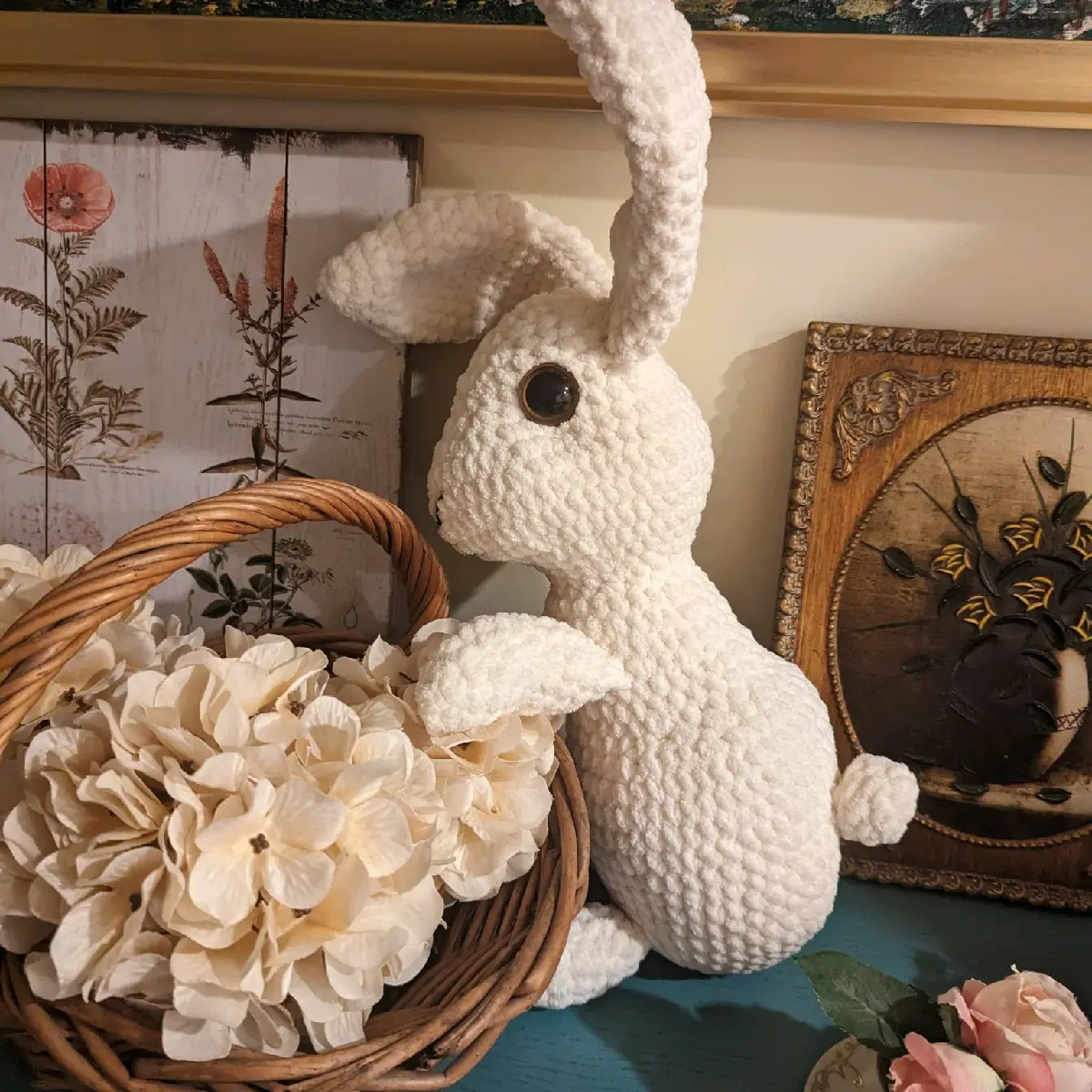 Fuzzy White Rabbit Plush Bunny