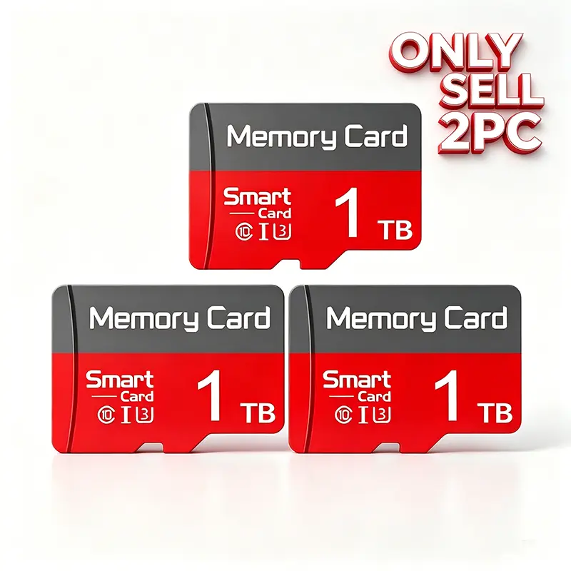 2 Sets Durable SD Memory Card for Car Audio, 1TB MicroSDXC Card for Dash Cams, Micro TF SD Cards for Surveillance Cameras, Micro SD Card for Mobile Phones, SD Card with Adapter for PC & Secure Data Storage