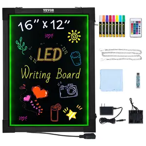 VEVOR LED Message Writing Board, 16x12 Illuminated Erasable Lighted Chalkboard, Neon Effect Menu Sign Board, Drawing Board with 8 Fluorescent Chalk Markers and Remote Control, for Home Wedding Shop