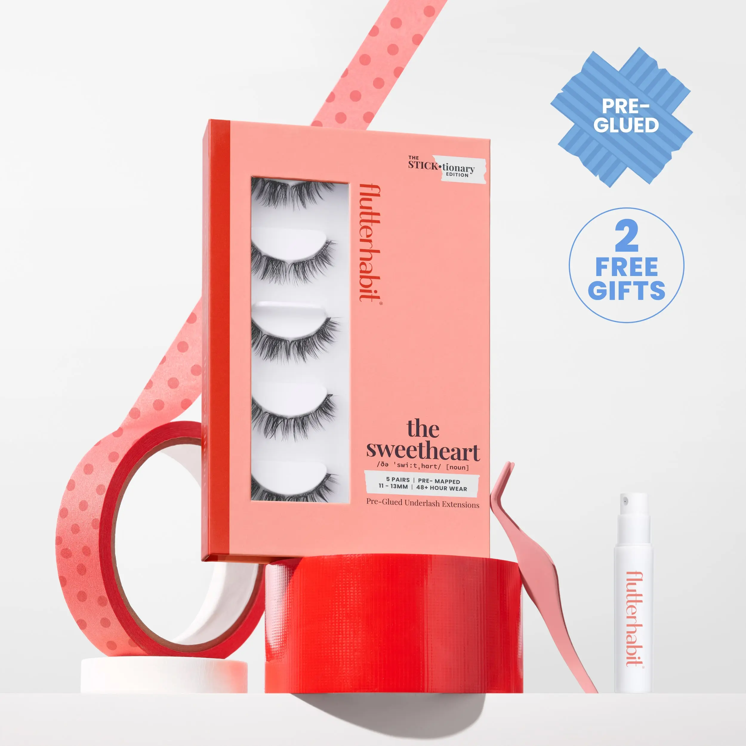 The STICKtionary Edition Starter Set Pre-Glued Press On Eyelash Extensions with 48+ Hour Wear | Lash Applicator & Remover Spray Included