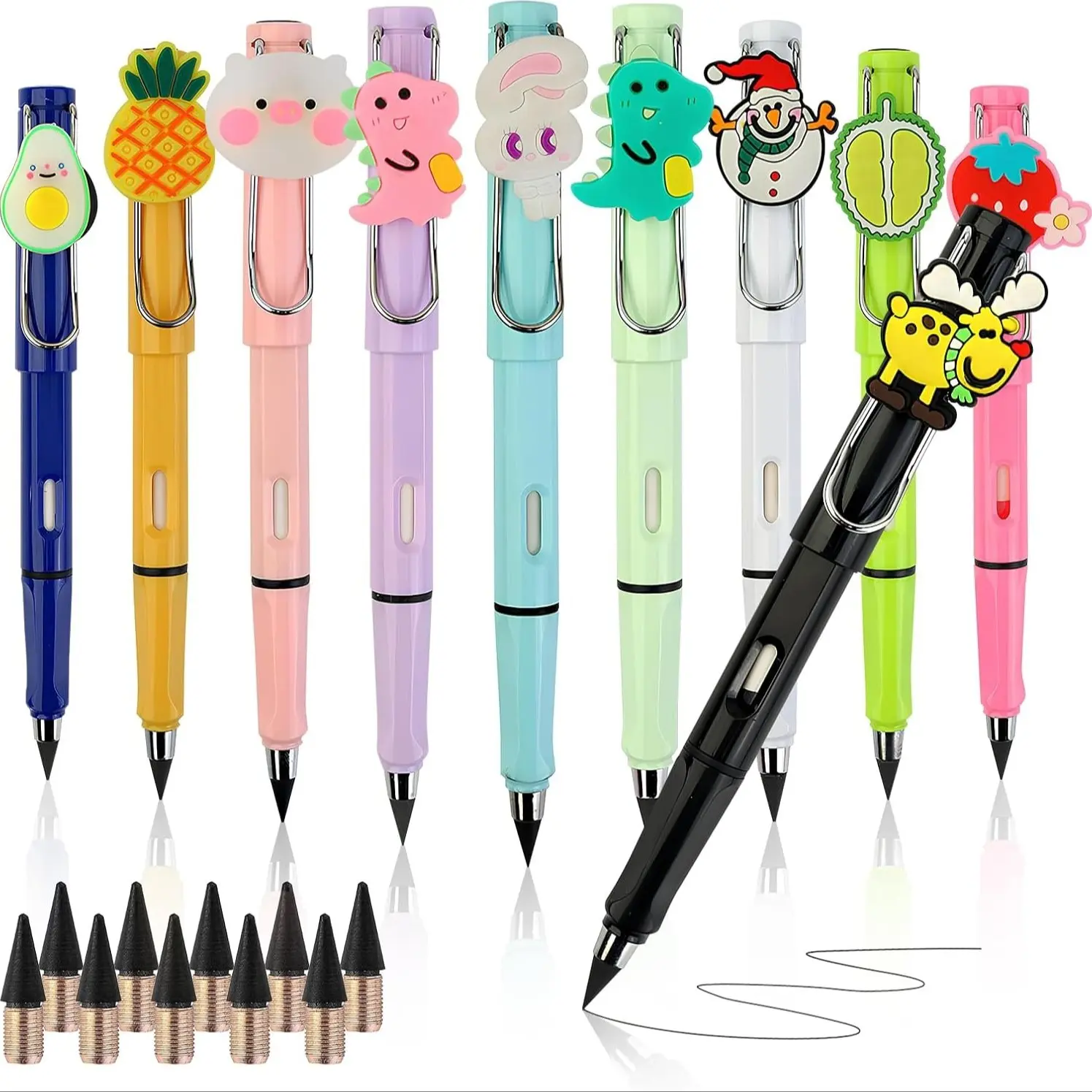 10pcs Infinity Pencils, Everlasting Inkless Pencil with Eraser, Art Drafting Pencils, Cute Forever Pencil for Students, Study Tool, Stationery Supplies, School Stationery, Unlimited Writing Eternal Pencils, Writing Tools, Cool Pencils