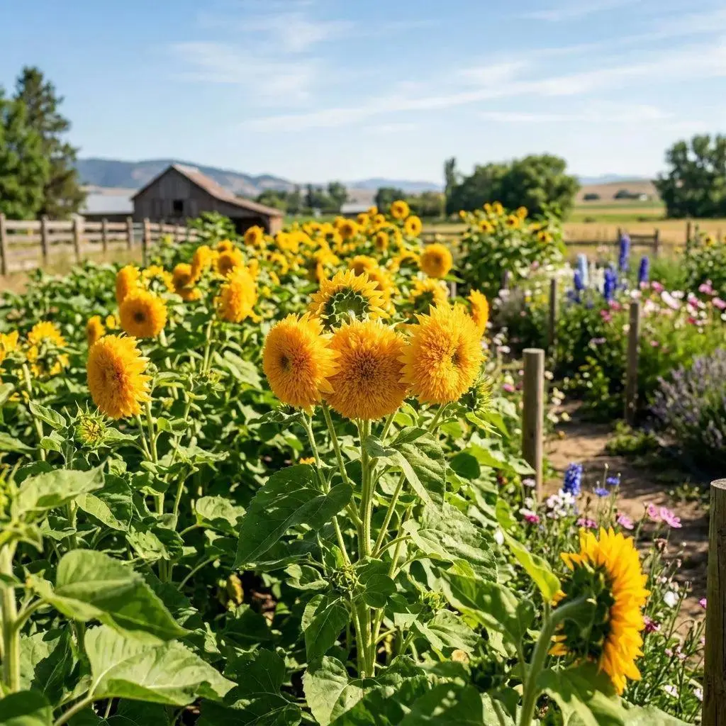 100 Teddy Bear Sunflower Seeds for Planting - Fluffy Double Blooms & Dwarf Golden Sunflowers - Perfect for Containers
