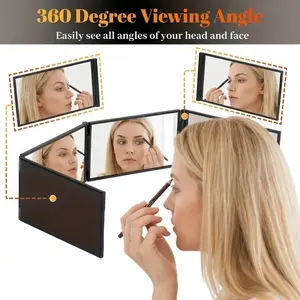 Four-Sided Folding Makeup Mirror, 360° Self-Trimming Haircut Mirror, Portable Rear View Haircut Mirror, Home Beauty Makeup Tool