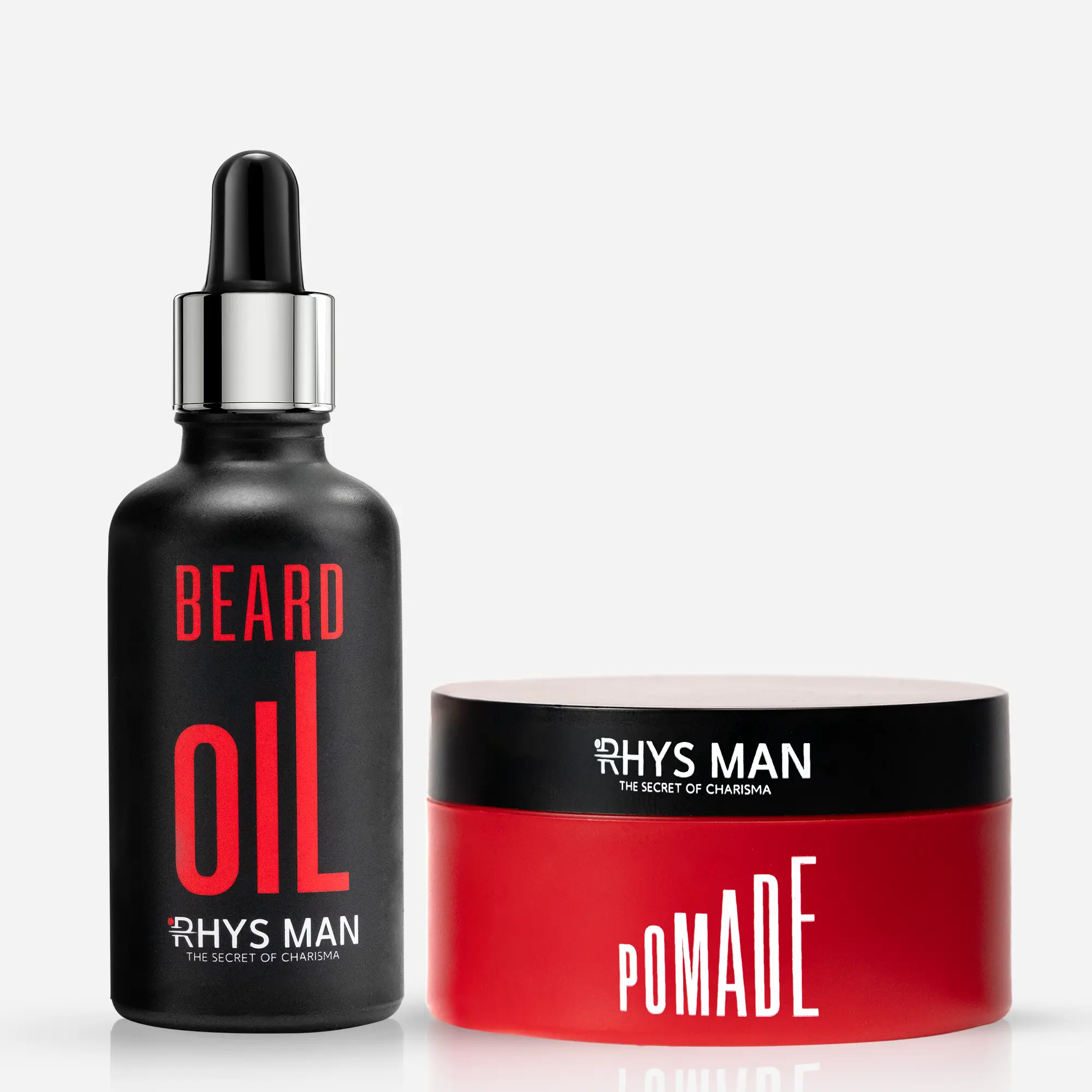 Rhys Man Pomade & Beard Oil for Men – Strong Hold Hair Styling & Beard Grooming Kit, Mens Hair Styling Products Gift for Him Summervibes