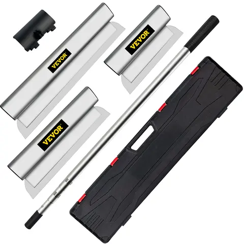 VEVOR Drywall Skimming Blade Set - 0.5mm Interchangeable 10in,24in,32in European Stainless Steel Blades, 35-78in Ergonomic Non-Slip Aluminum Handle with Steady Grip, Fits Filler/Caulk, Putty Taping Tool for Gyprock/Wall-Boa, Wallpaper Removal