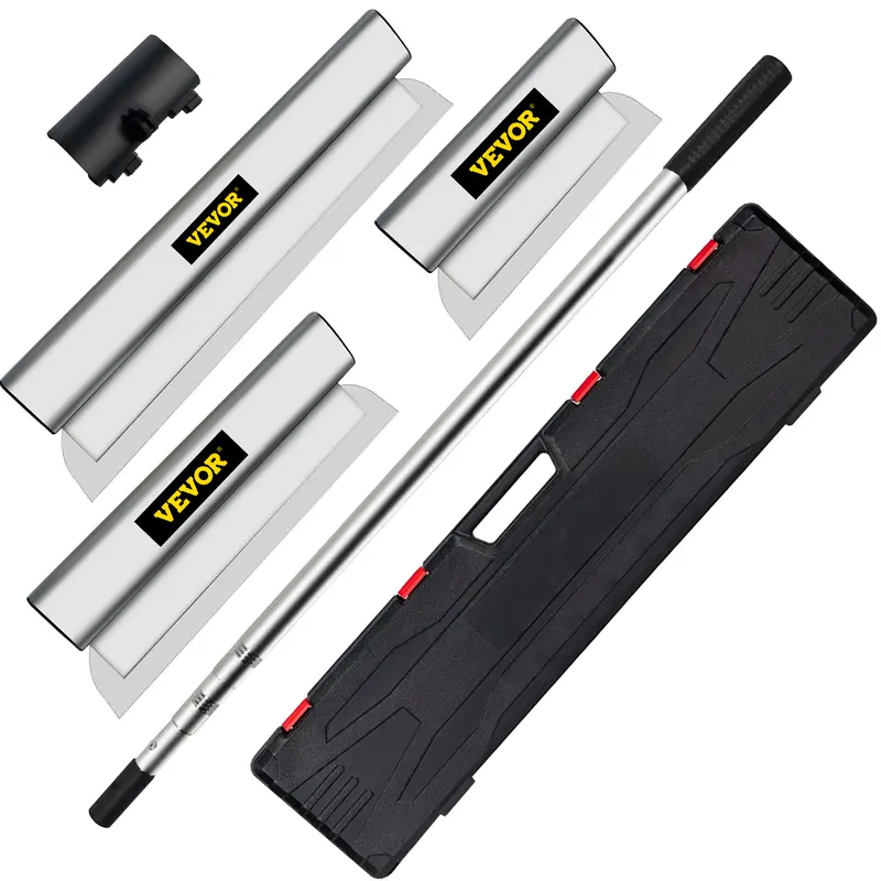 VEVOR Drywall Skimming Blade Set - 0.5mm Interchangeable 10in,24in,32in European Stainless Steel Blades, 35-78in Ergonomic Non-Slip Aluminum Handle with Steady Grip, Fits Filler/Caulk, Putty Taping Tool for Gyprock/Wall-Boa, Wallpaper Removal