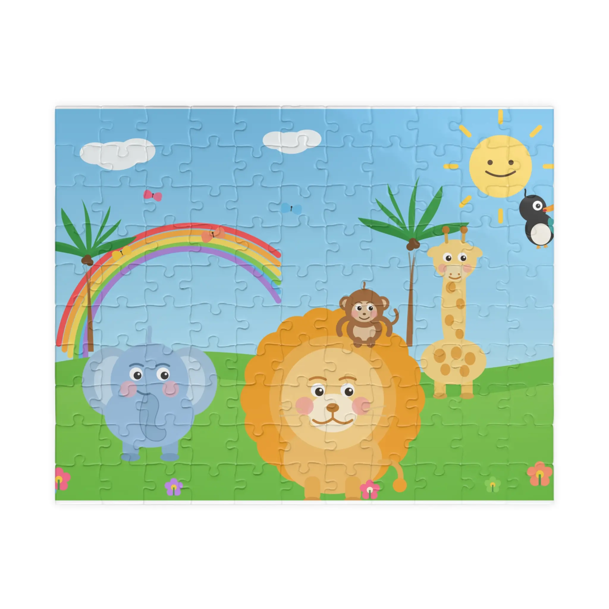 Cute Safari Animals Puzzle 252 Piece | Lion, Elephant, Giraffe Rainbow Kids