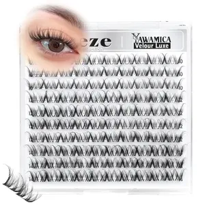 Spider Lash Clusters Wispy Fluffy Eyelash Clusters DD Curl Cluster Eyelash Extensions Natural Volume Individual Lashes 10-14mm Cluster Lashes with Invisible Band DIY Lash Extension by Yawamica