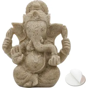 Small Lord Ganesha for Car Decor - 3.5" H Sandstone Ganpati Statue Hindu God Ganesh Idol for Home Mandir, Office Altar, Pray Room, Diwali Pooja Decoration Puja Item Spiritual Gifts for Indian Friends